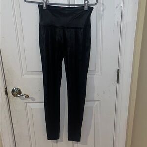 SPANX Pleather High-Waisted Black Leggings women’s size Medium
